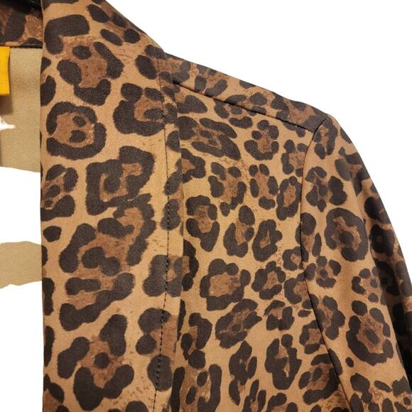 Ruby Rd Leopard Jacket Soft Faux Suede Open Jacket Size Petite Small - Picture 8 of 12